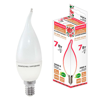 Лампа светодиодная TDM WFC37-7 Вт-230 В 3000 К E14 Народная - Светильники - Лампы - Магазин электрооборудования для дома ТурбоВольт